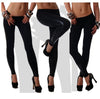 Women Waist Skinny Side Leather Legging